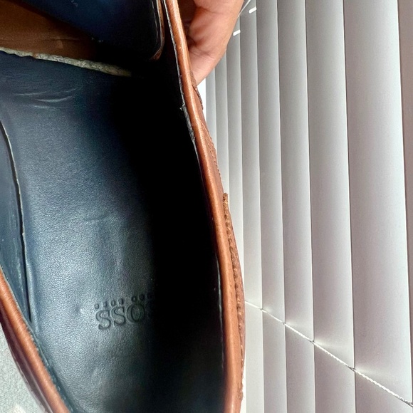 Hugo Boss Men\'s Wingtip Dress Leather Shoes Brown Size 8.5